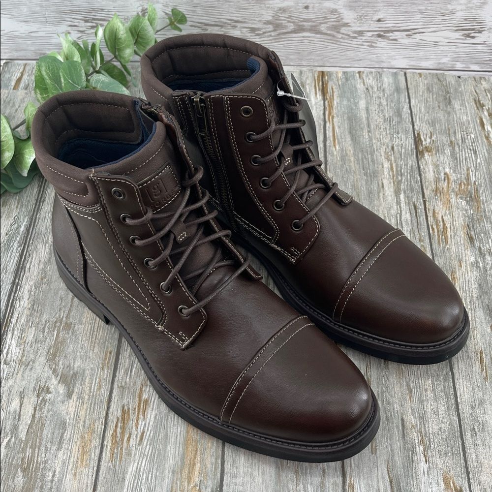 Men's Brown Lace Up Boots Shoes Size 10.5 - Picture 4 of 6